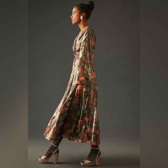 ANTHROPOLOGIE CABALLERO MAXI METALLIC DRESS - Picture 3 of 4